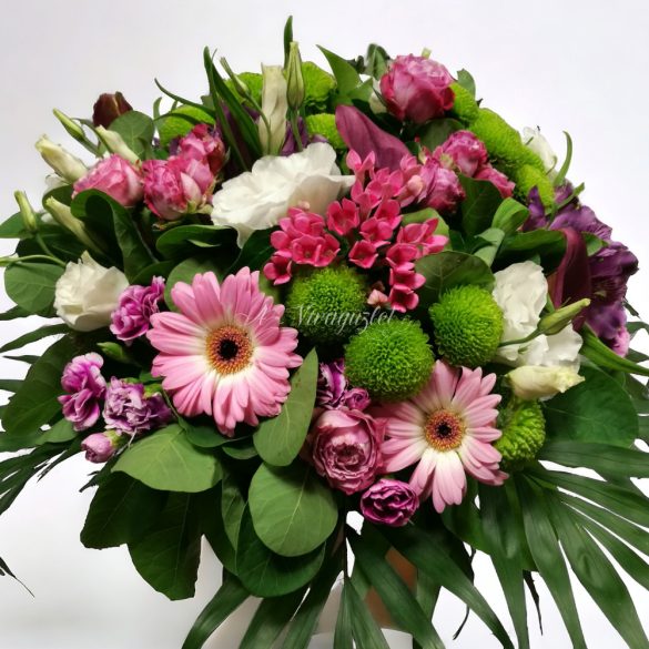 Pink bouquet with mixed fresh flowers