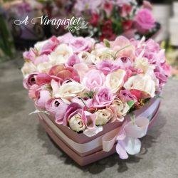 Pink Love silk rose box