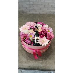  Gyors rózsaszín virágdoboz pezsgővel 