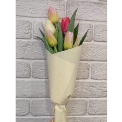 5 tulips in mixed colors