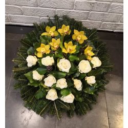 Döntött domb koszorú elegánsan orchideával