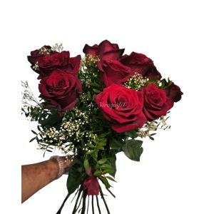10 strands of premium long Ecuadorian red roses in a bouquet