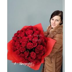 Premium RED rose bouquet made of 50 roses