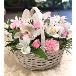 Flower basket with orchids