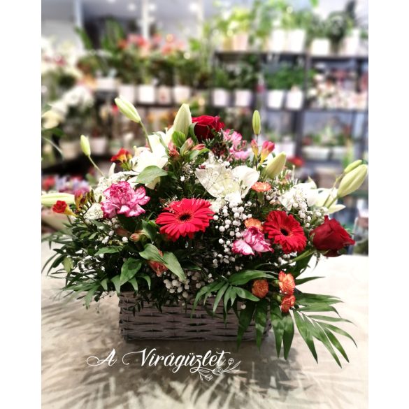 Flower Basket with Mixed Flowers