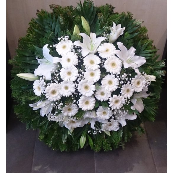 Standing wreath with lilies and gerberas