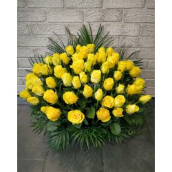 Sárga rózsa kosár (60 szál)