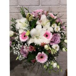 Pink-white bouquet of mixed flowers
