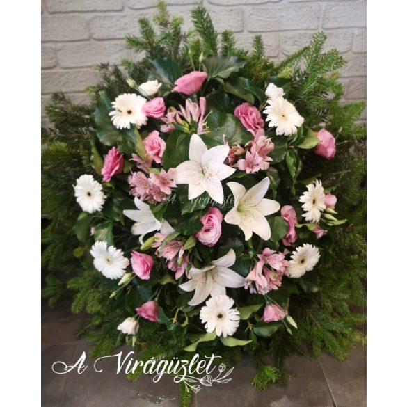 Pink & White funeral wreath