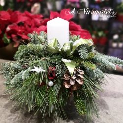 Christmas table decoration - white-burgundy
