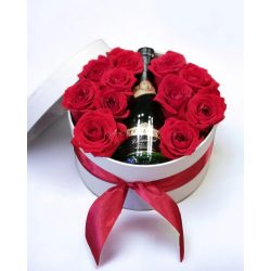Rózsa és pezsgő virágdoboz