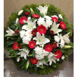 Standing wreath with colorful flowers