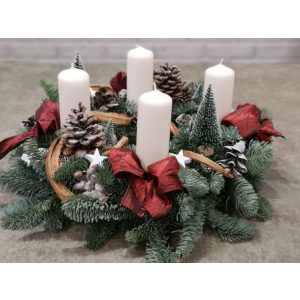 White-Red Advent Wreath Decoration