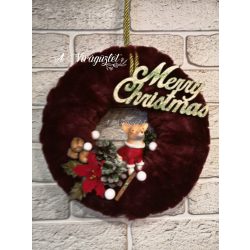 Furry door wreath decoration with a chihuahua