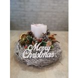 Advent wreath with a Christmas inscription