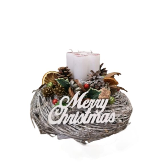 Advent wreath with a Christmas inscription