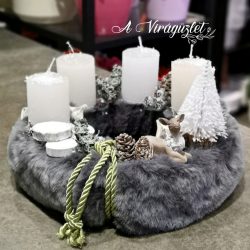 Fur-covered Advent Wreath - Grey