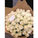 Premium white rose bouquet made of 50 roses