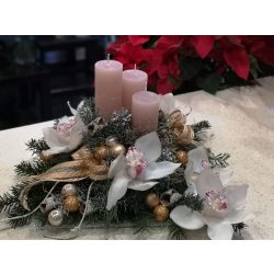 Christmas table decoration with orchids