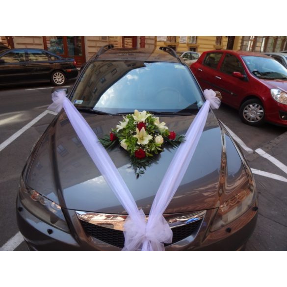 Red-White wedding car decoration